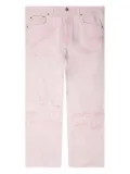 PDF Rich Kid frayed-detail embroidered jeans - Pink