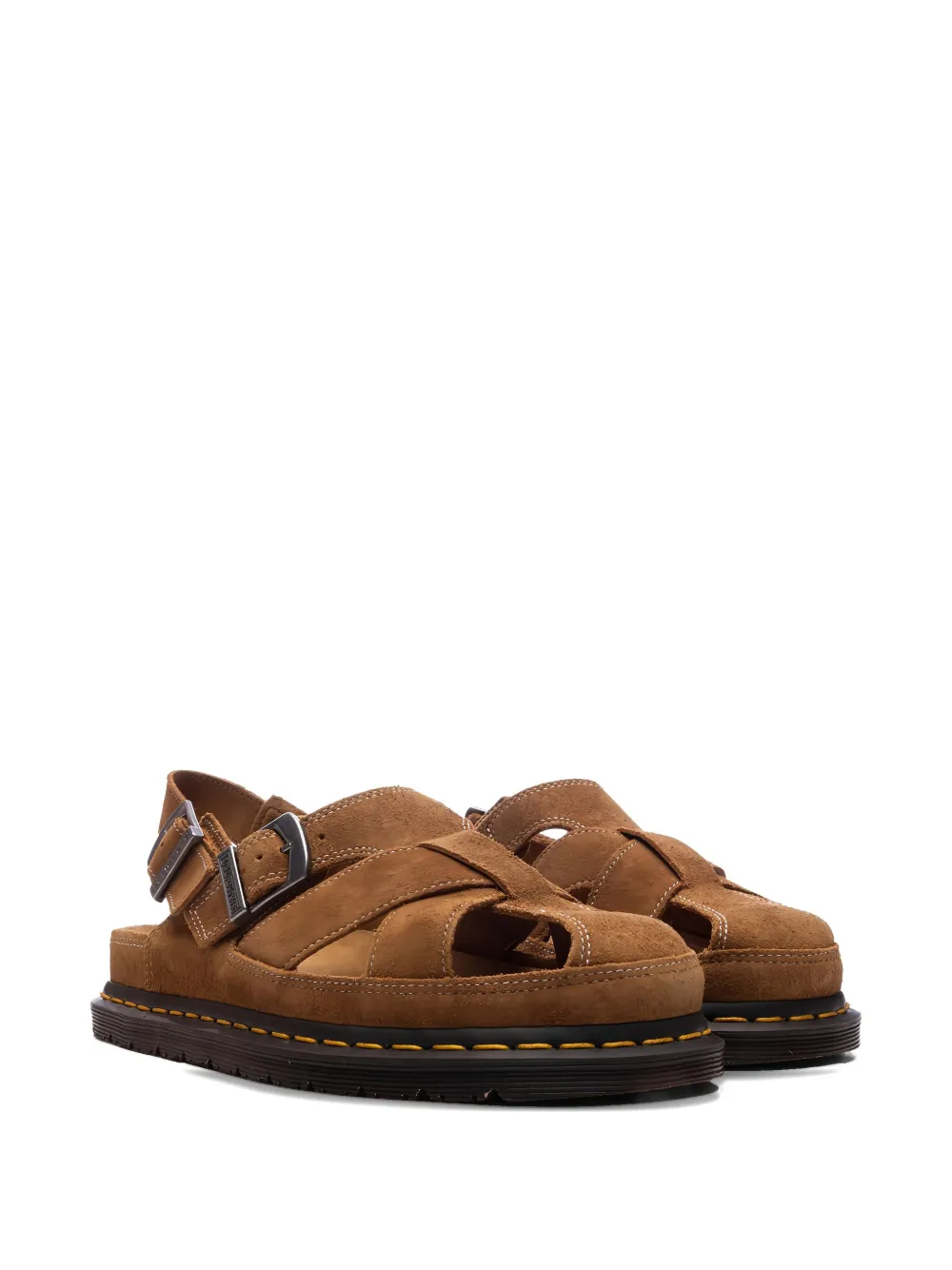 Dr. Martens buckle-detail suede flat mules Brown