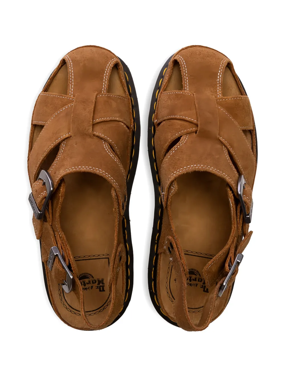 Dr. Martens buckle-detail suede flat mules Brown