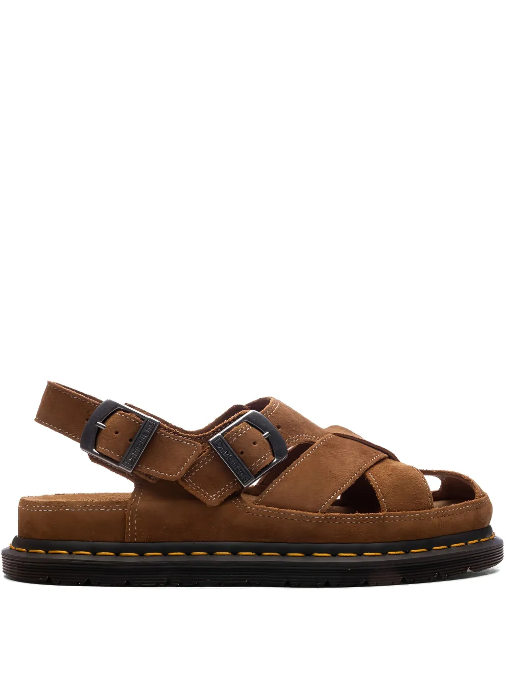 Dr. Martens buckle-detail suede flat mules Brown