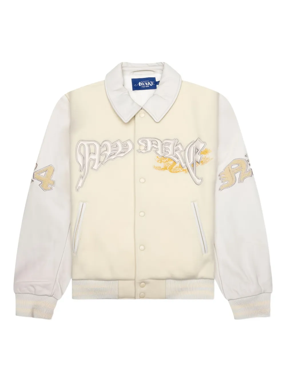 Awake NY dragon-embroidered varsity jacket - ニュートラル Awake NY dragon-embroidered varsity jacket - ニュートラル