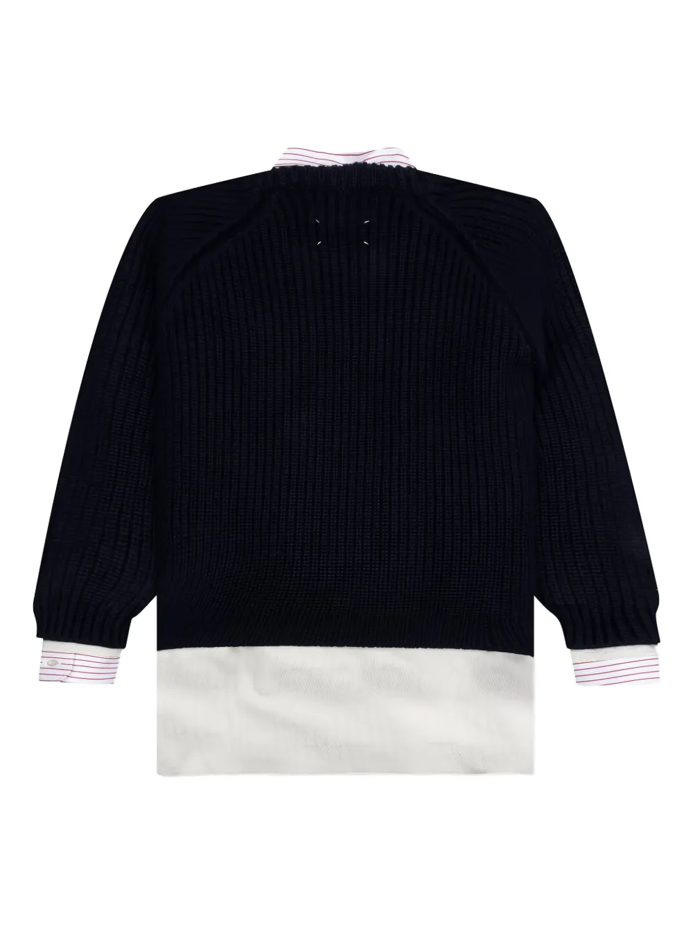Maison Margiela layered shirt-panelled sweater Zwart