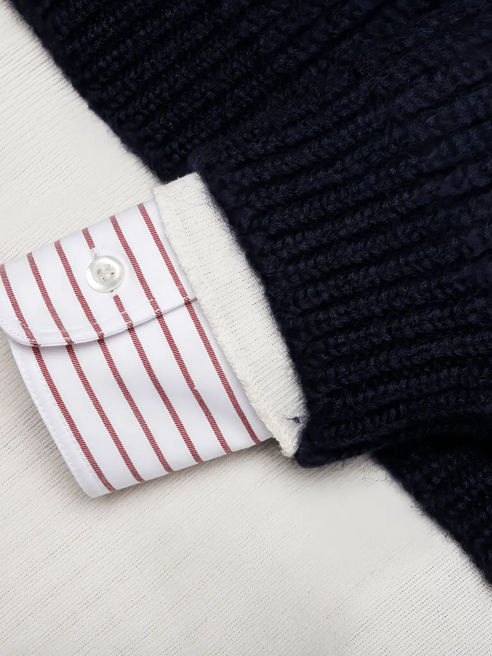 Maison Margiela layered shirt-panelled sweater Zwart
