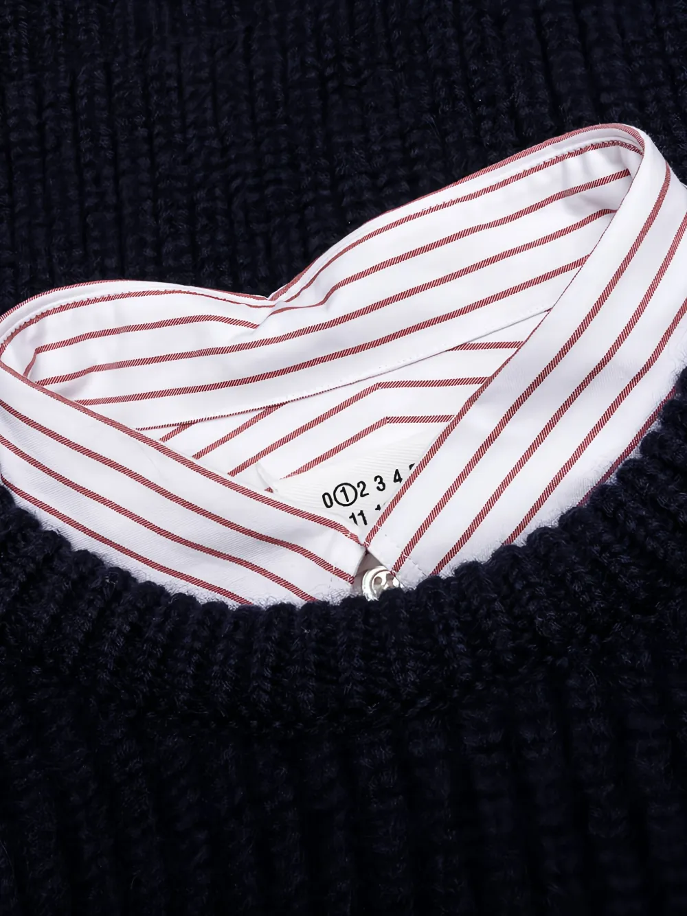 Maison Margiela layered shirt-panelled sweater Zwart