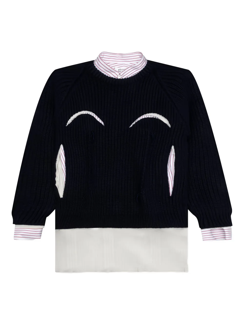 Maison Margiela layered shirt-panelled sweater - ブラック Maison Margiela layered shirt-panelled sweater - ブラック