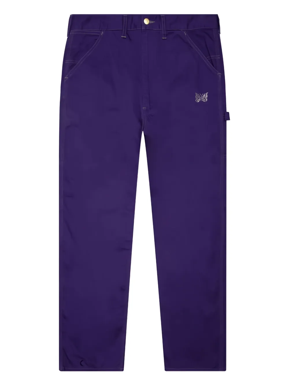 Needles butterfly-embroidered twill trousers - パープル Needles butterfly-embroidered twill trousers - パープル