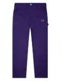 Needles butterfly-embroidered twill trousers - Purple