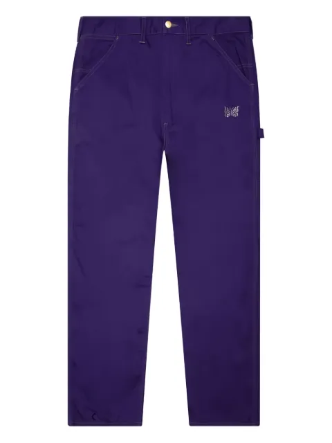 Needles butterfly-embroidered twill trousers