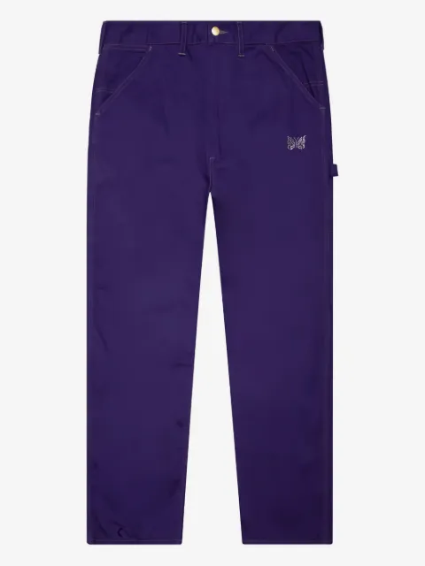 Needles butterfly-embroidered twill trousers