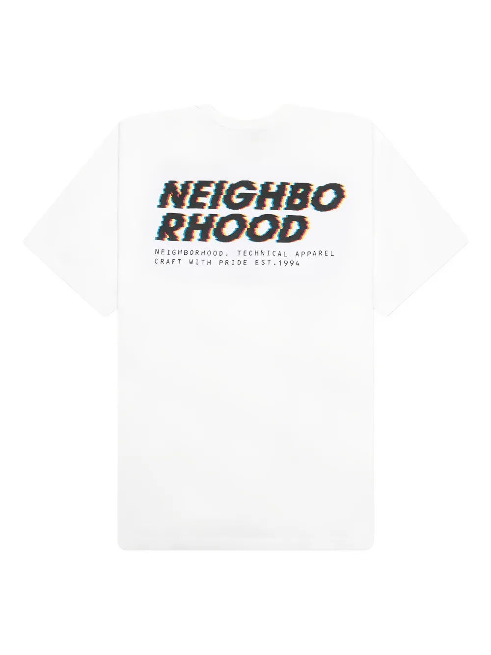 Neighborhood T-shirt met glitchprint Wit
