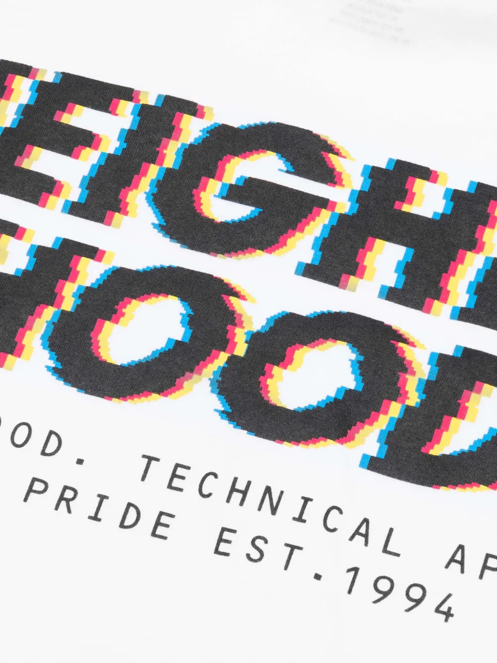 Neighborhood T-shirt met glitchprint Wit
