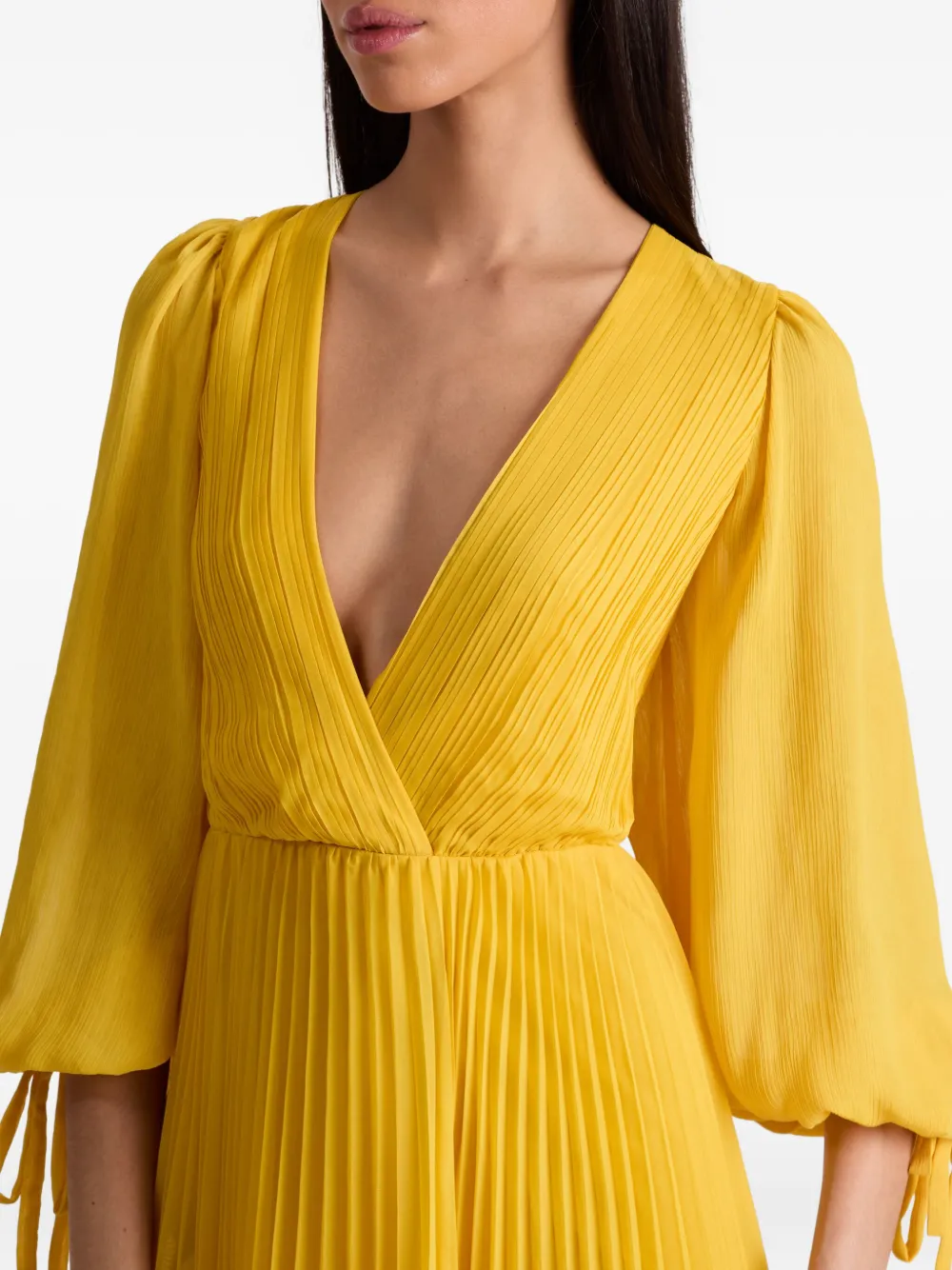 alice + olivia Geplooide maxi-jurk met V-hals Geel