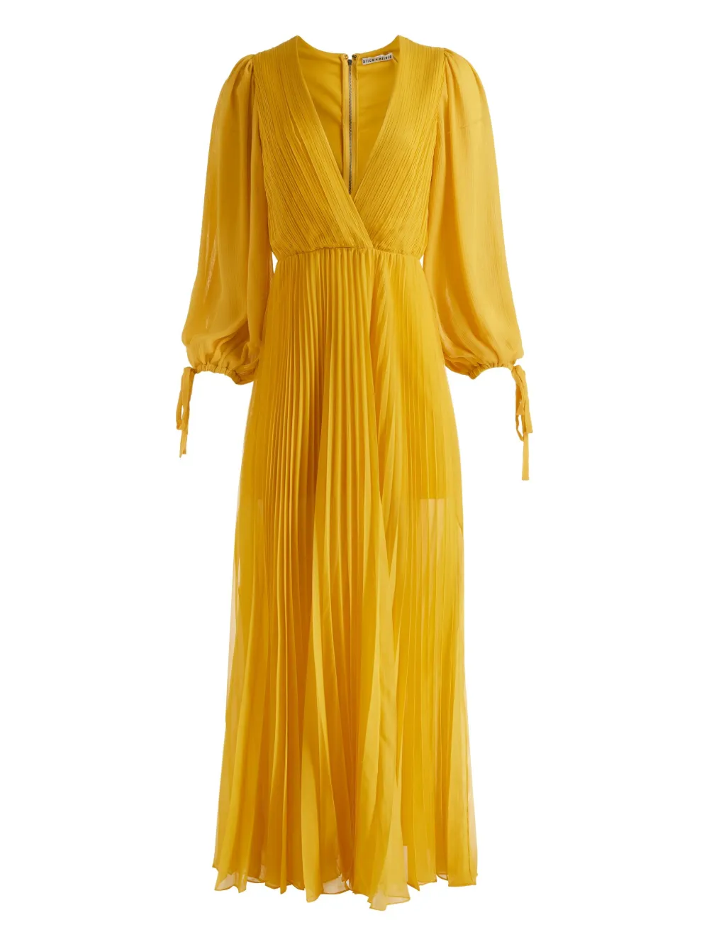 Alice + olivia pleated V-neck maxi day dress Geel