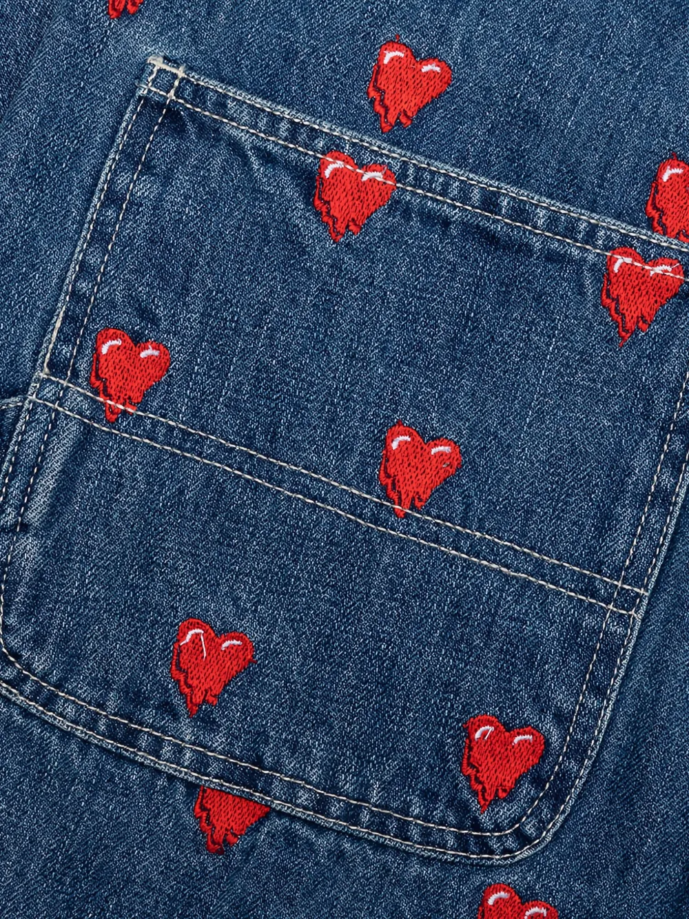 Emotionally Unavailable Jeans met hartpatroon - Blauw