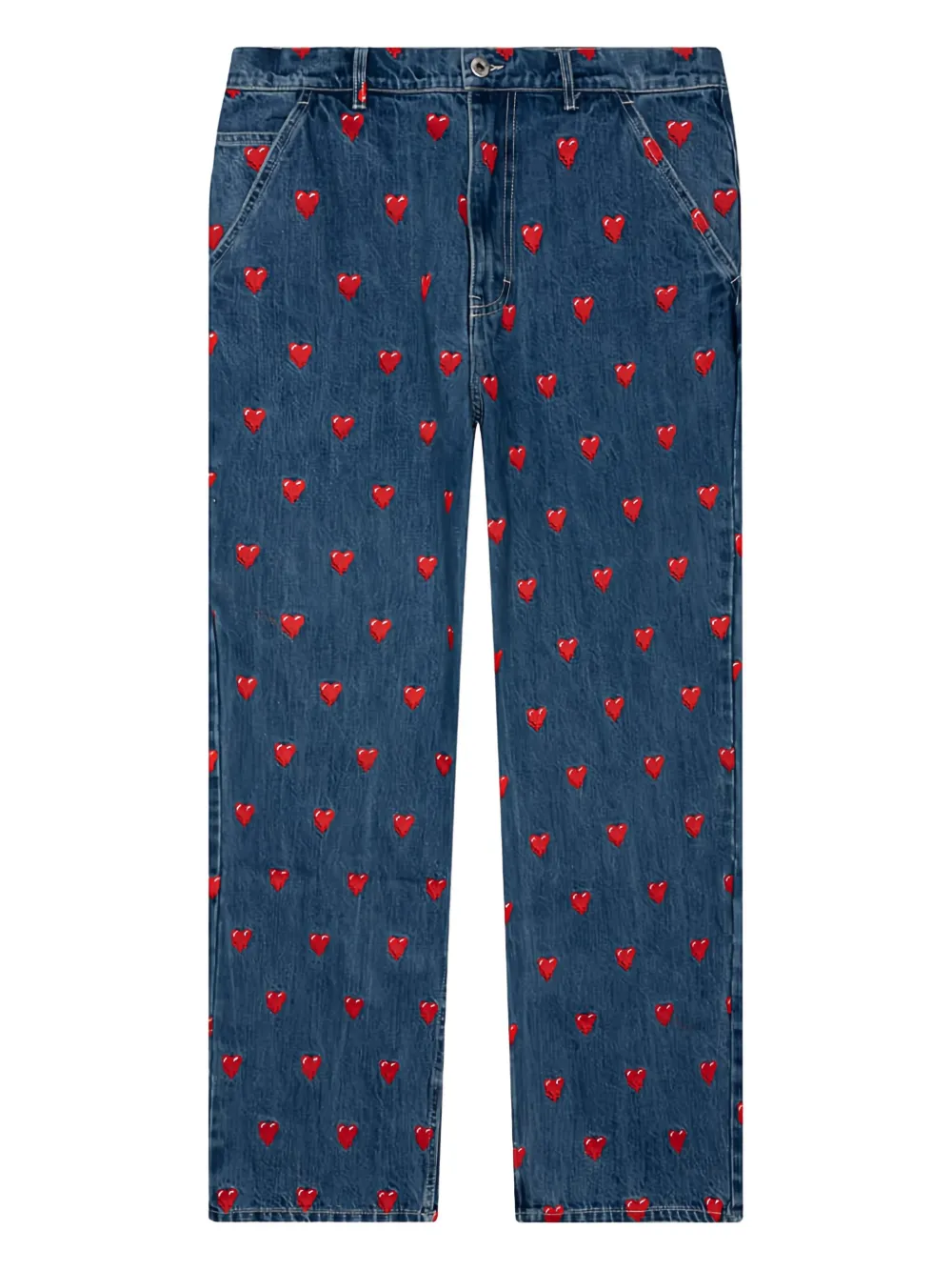 Emotionally Unavailable heart-pattern jeans - ブルー Emotionally Unavailable heart-pattern jeans - ブルー