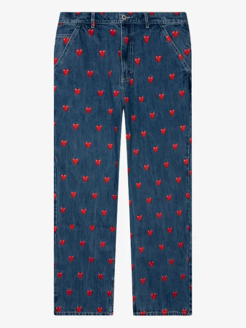 Emotionally Unavailable heart-pattern jeans