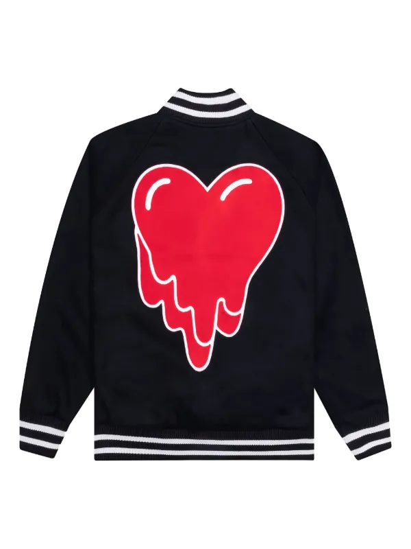Emotionally Unavailable melting-heart Varsity Jacket | Black