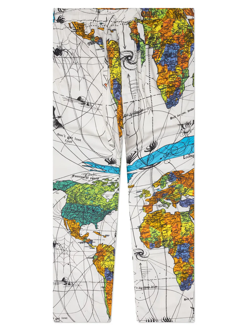 Saint Mxxxxxx X Dr. Woo World Map Printed Trousers In White