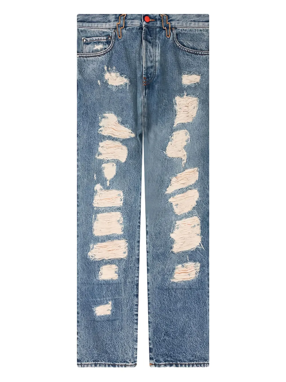 MEMBERS OF THE RAGE distressed lightning-bolt jeans - ブルー MEMBERS OF THE RAGE distressed lightning-bolt jeans - ブルー