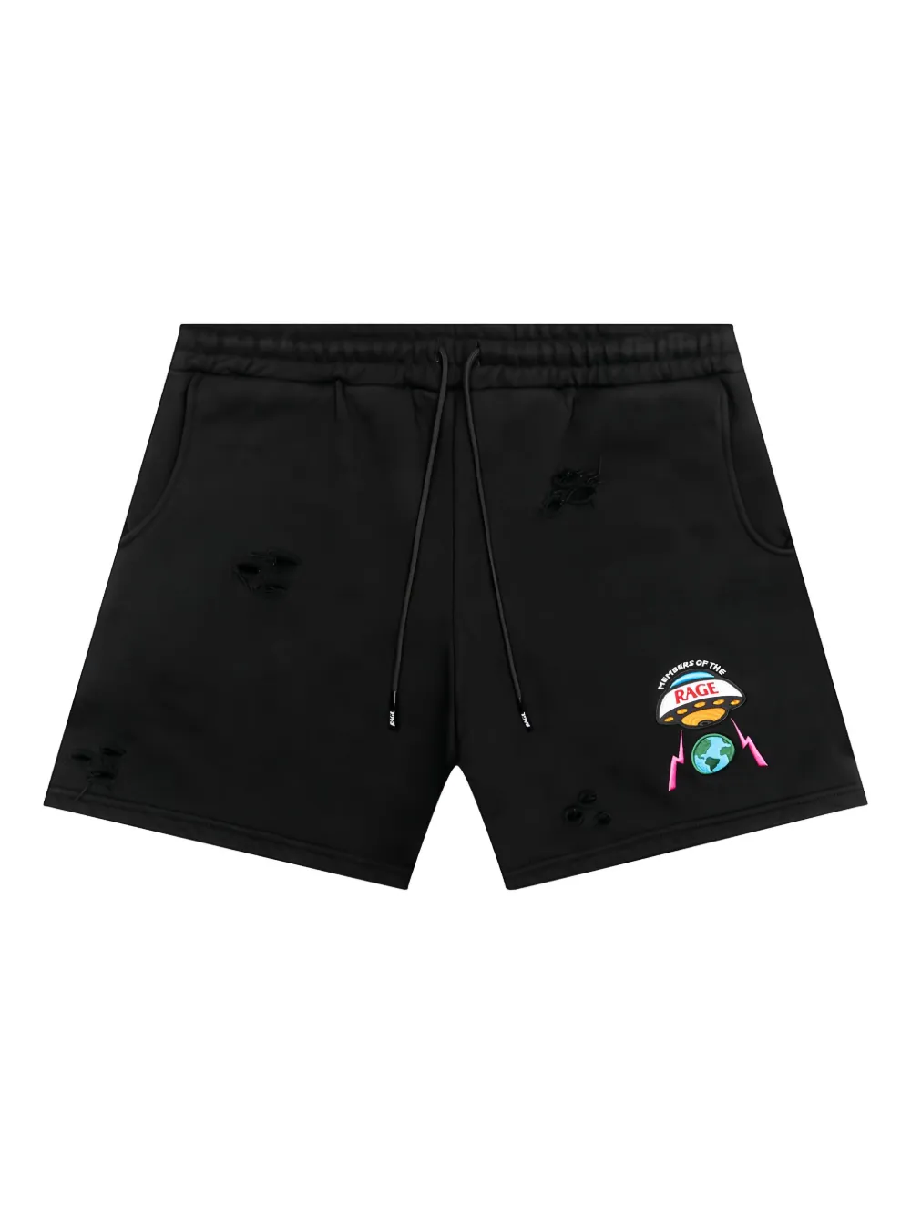 MEMBERS OF THE RAGE embroidered distressed shorts - ブラック MEMBERS OF THE RAGE embroidered distressed shorts - ブラック