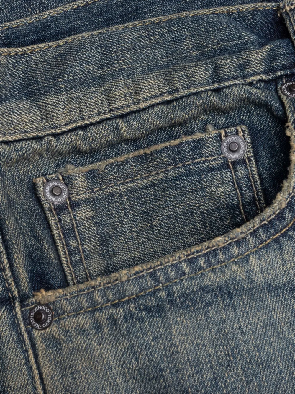 Neighborhood Savage gerafelde jeans Blauw