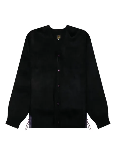 Needles mohair leather-patch cardigan