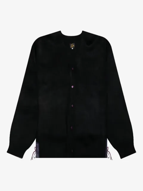 Needles mohair leather-patch cardigan