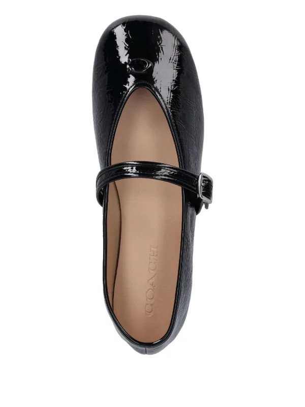 新品　正規品　コーチ COACH フラットシューズ エナメル（レザー） Coach エナメルレザー バックル フラットシューズ | ブラック
