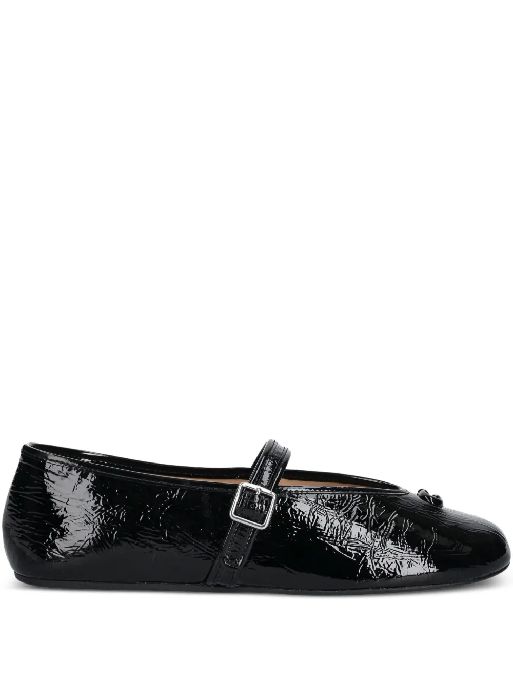 Coach buckle patent-leather ballet flats Black