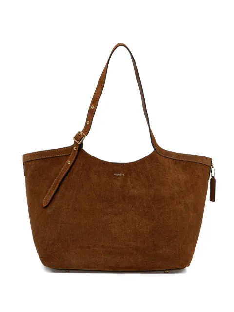 Coach buckle-fastening suede tote bag