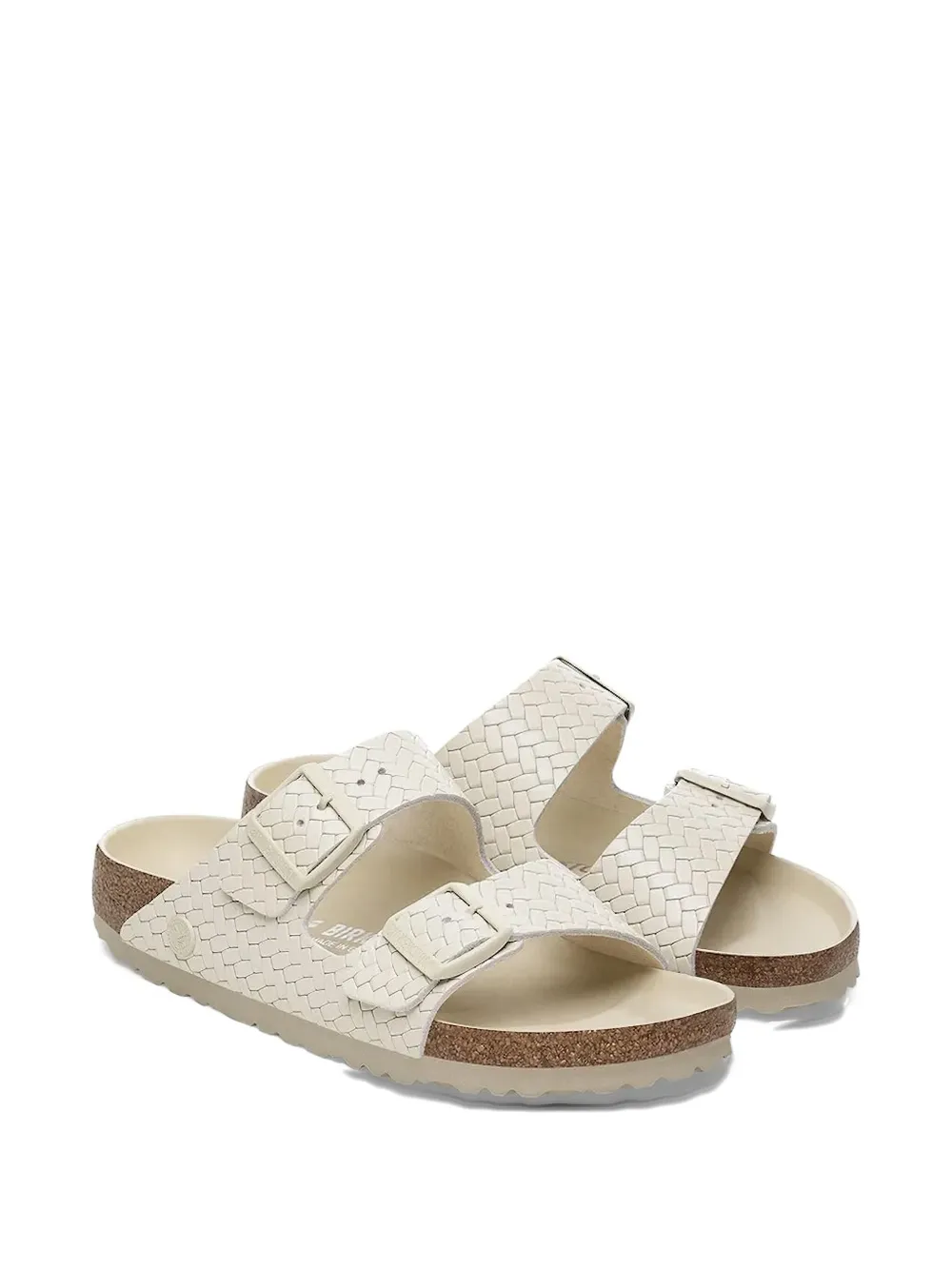 Birkenstock Arizona Rivet Woven Slides In Neutral