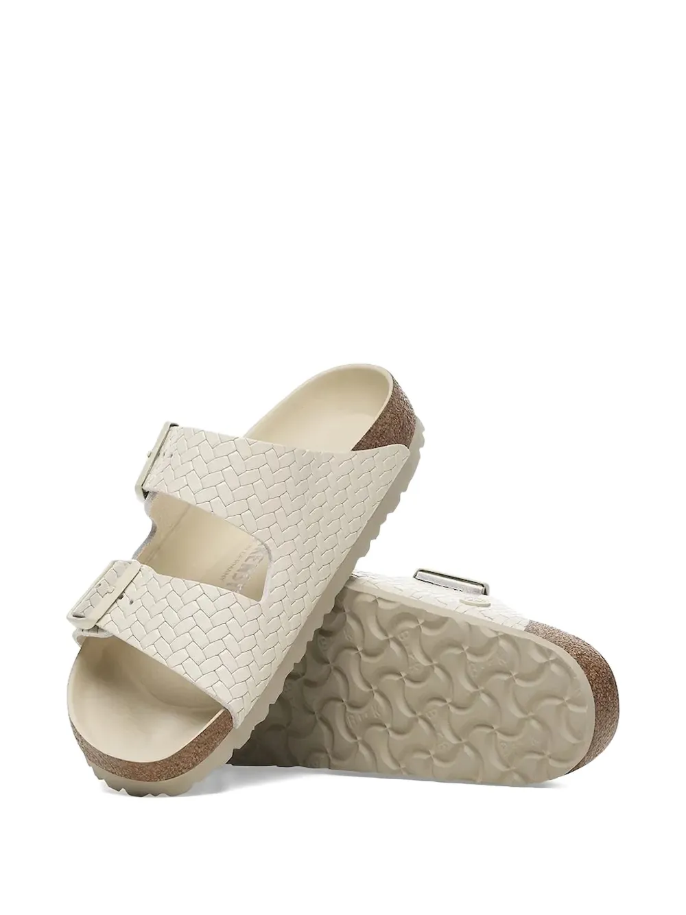 Birkenstock Arizona Rivet Woven Slides In Neutral