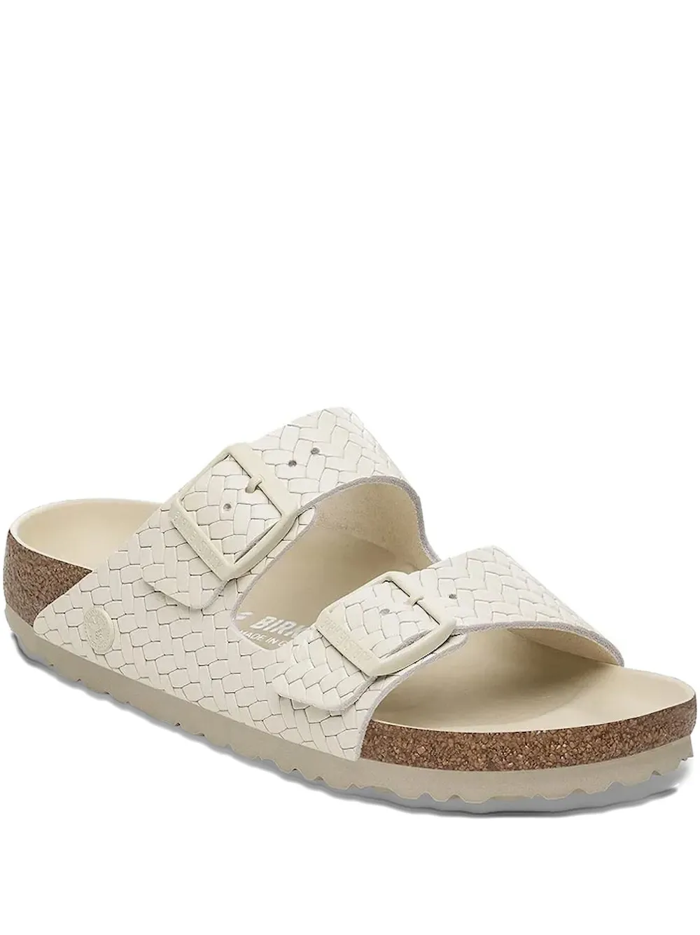 Birkenstock Arizona Rivet woven slides Neutrals