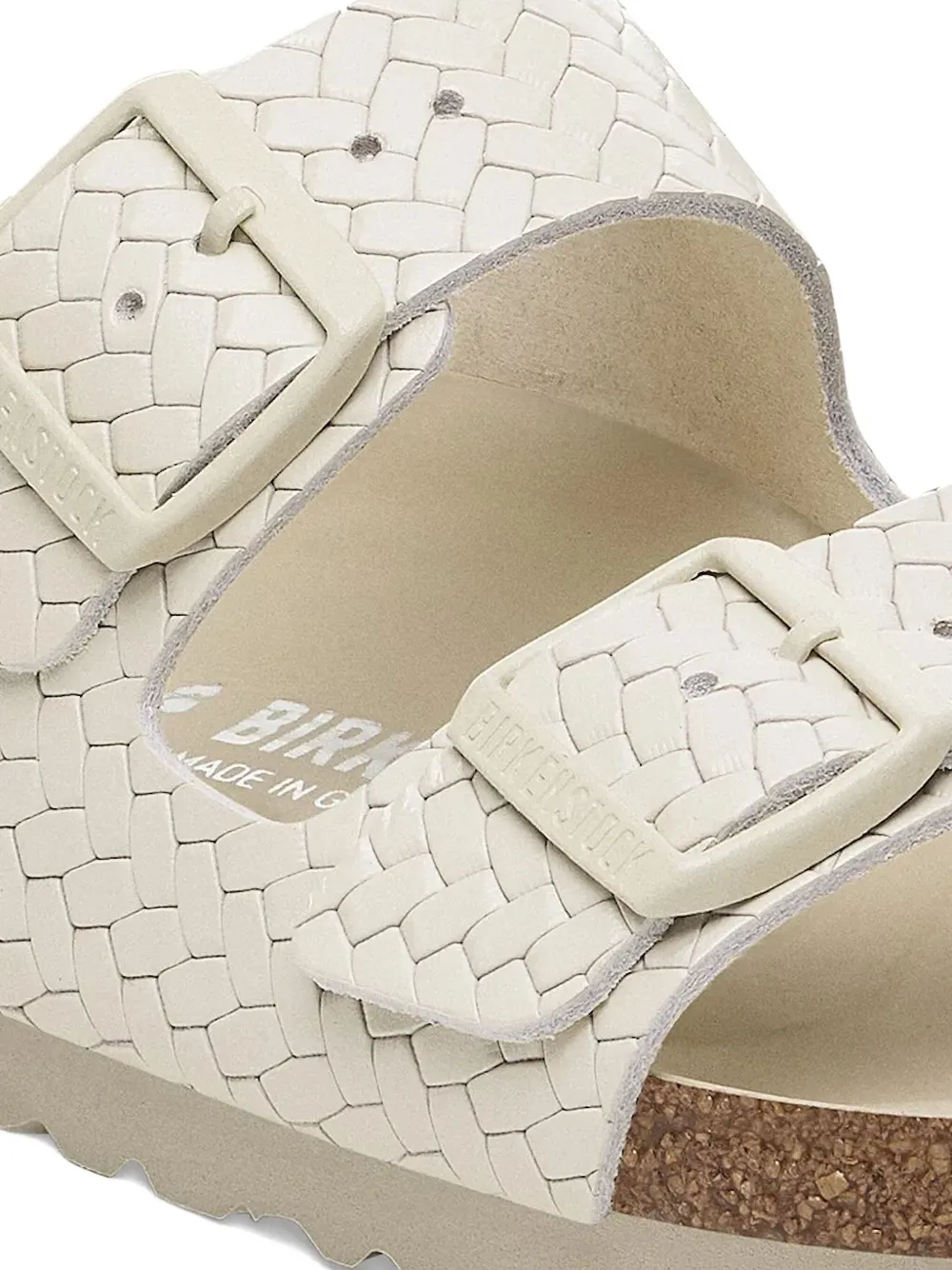 Birkenstock Arizona Rivet woven slides Neutrals