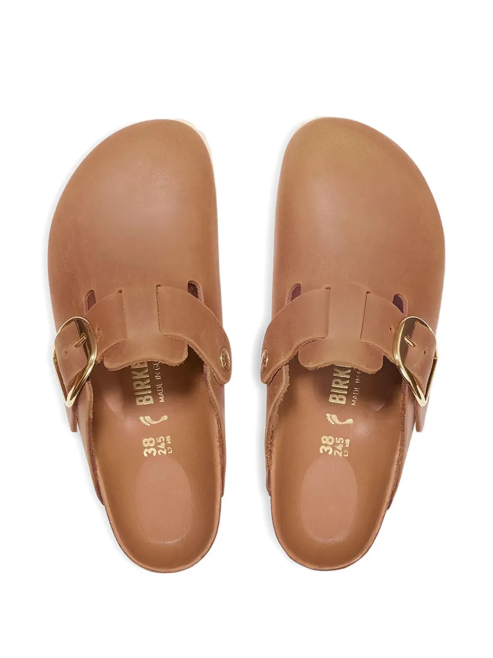 Birkenstock buckle leather clogs Brown