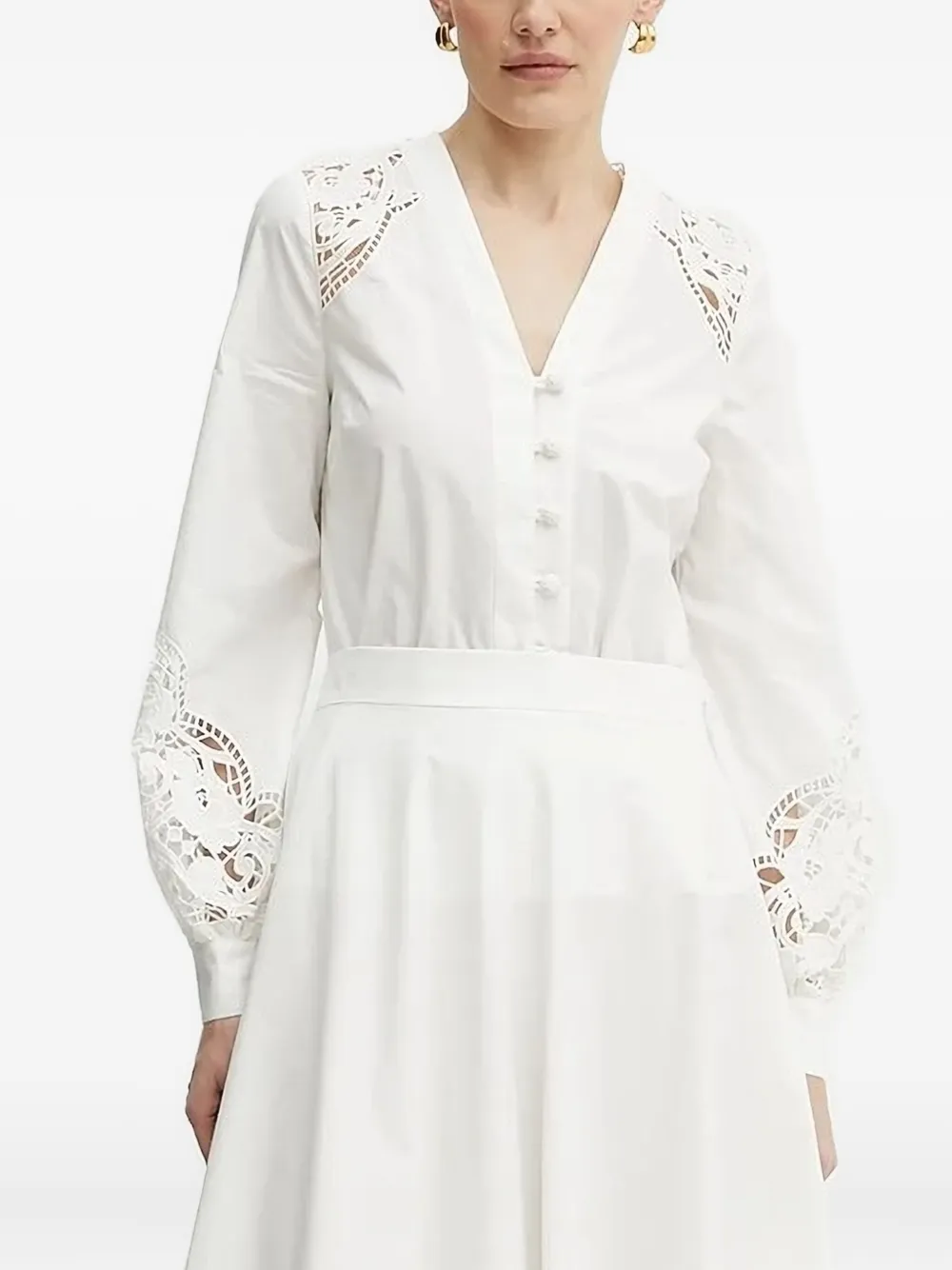 TWINSET lace-insert V-neck top | White | Image 1