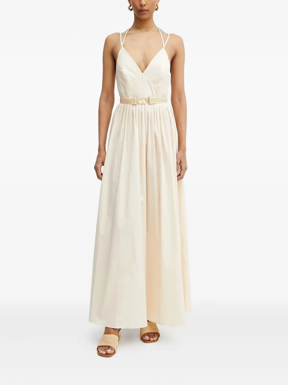 TWINSET V-neck pleated maxi dress | Neutrals | Image 1