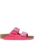 Birkenstock patent-leather buckle slides - Pink