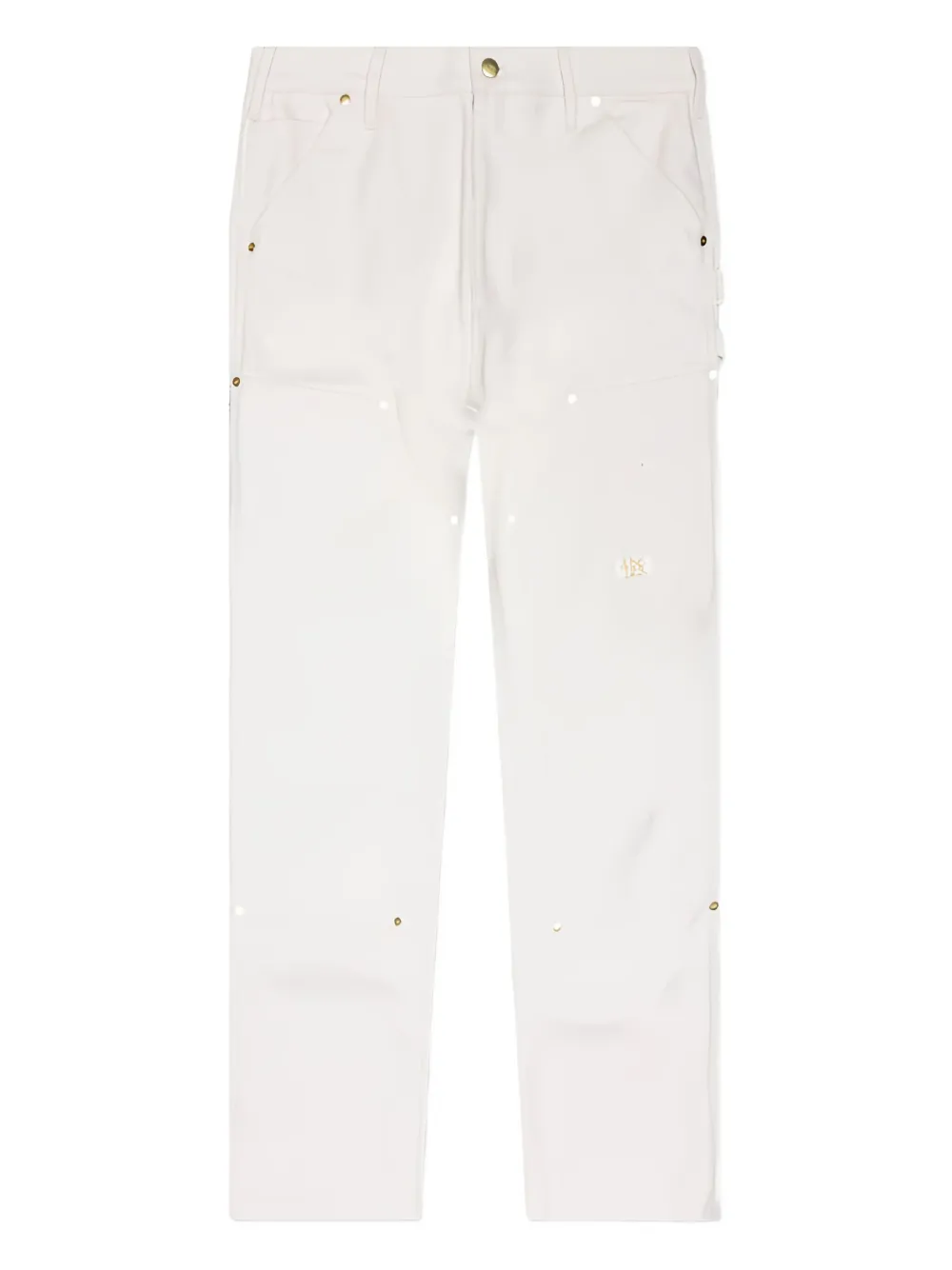 Advisory Board Crystals embellished canvas regular trousers - ホワイト Advisory Board Crystals embellished canvas regular trousers - ホワイト