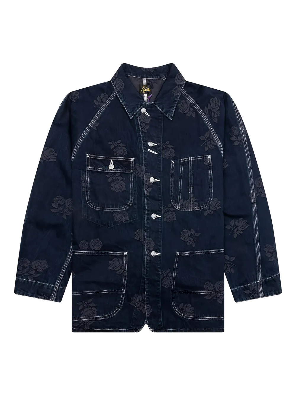 Needles rose-embroidered denim jacket Zwart