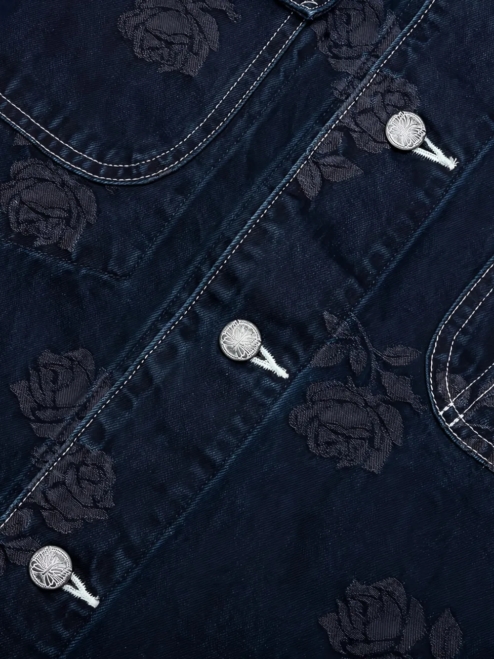 Needles rose-embroidered denim jacket Zwart