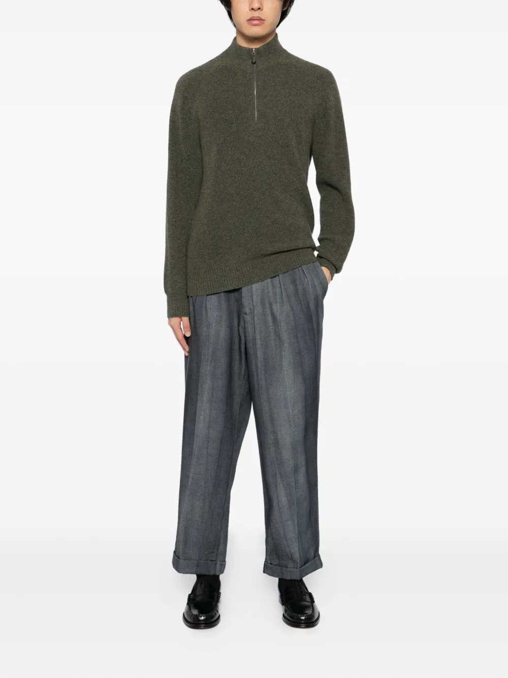 N.Peal Geribbelde sweater - Groen