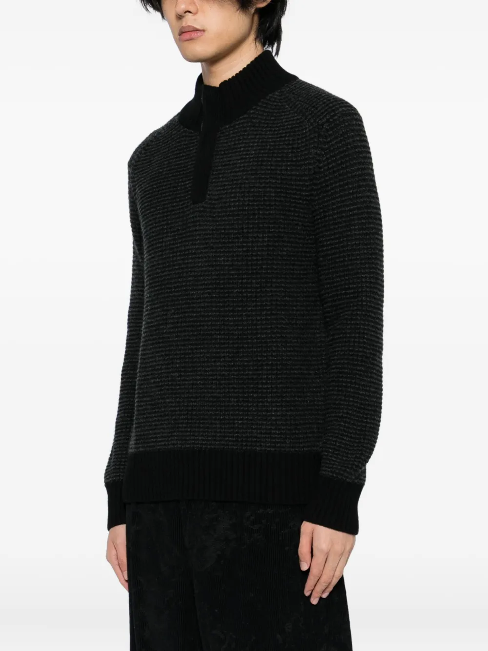 N.Peal Trui met mosstiksel Zwart