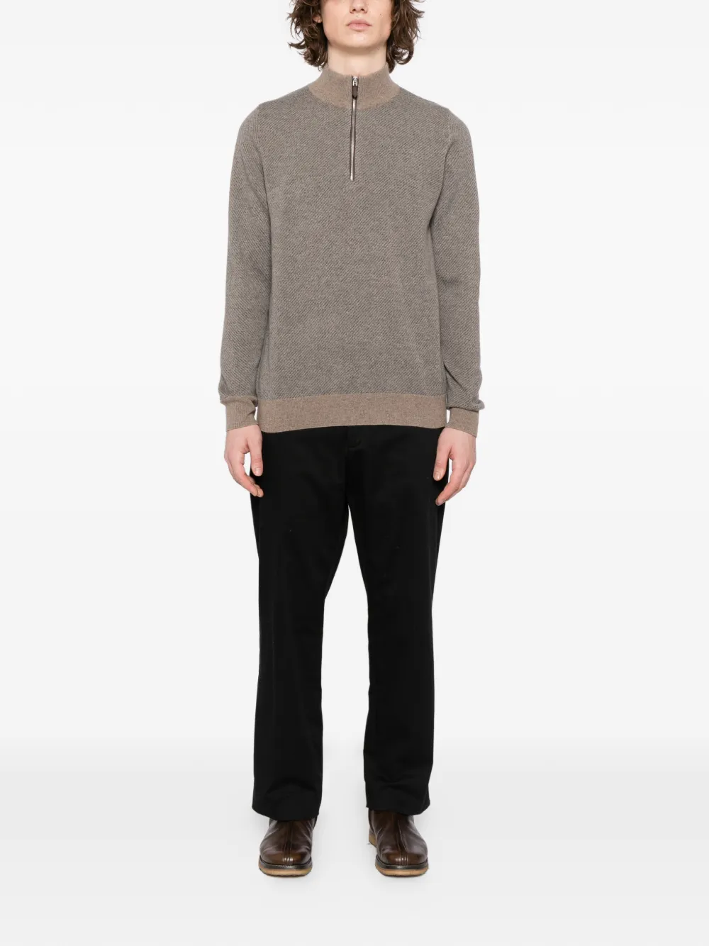 N.Peal jacquard half-zip jumper - Bruin