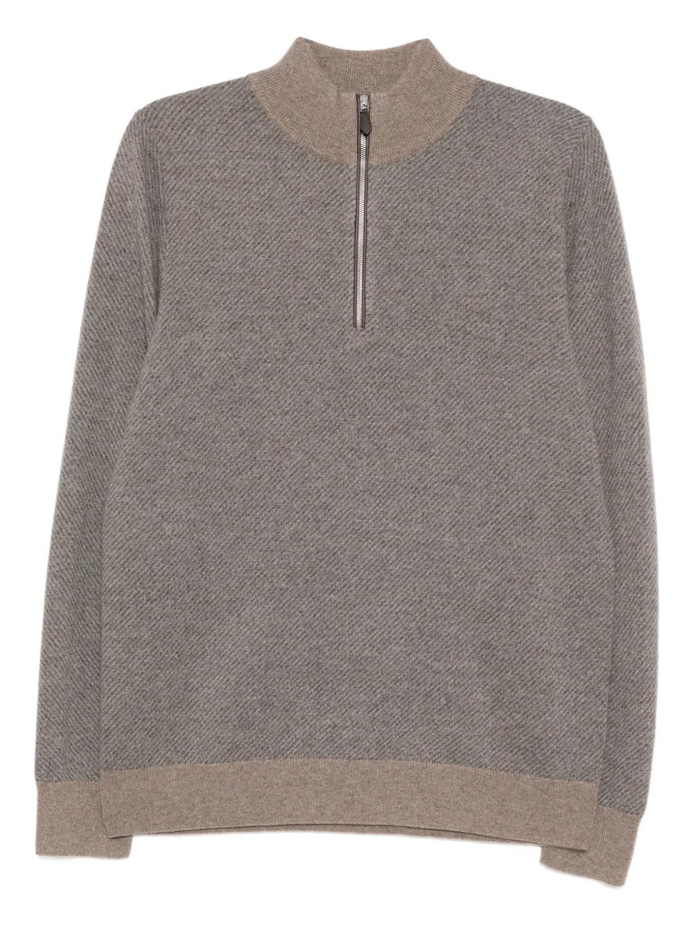 N.Peal jacquard half-zip jumper - Braun