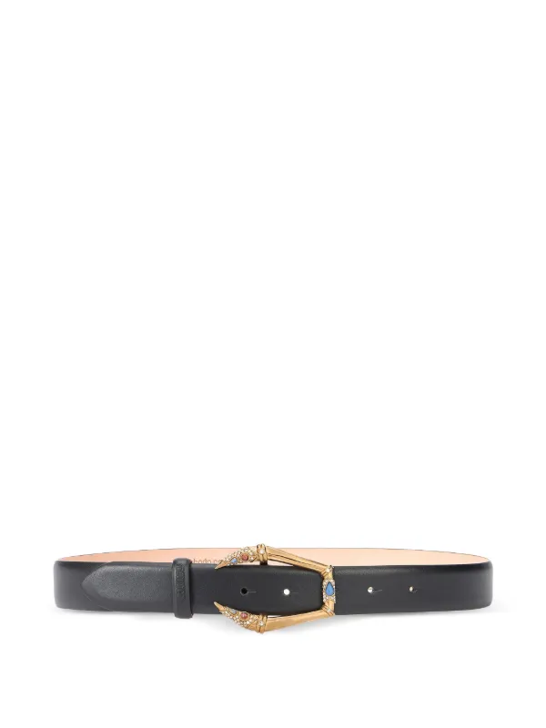 Roberto Cavalli embellished buckle leather belt Belt with gold buckle in MARRONE for Women | Roberto Cavalli® main image 3