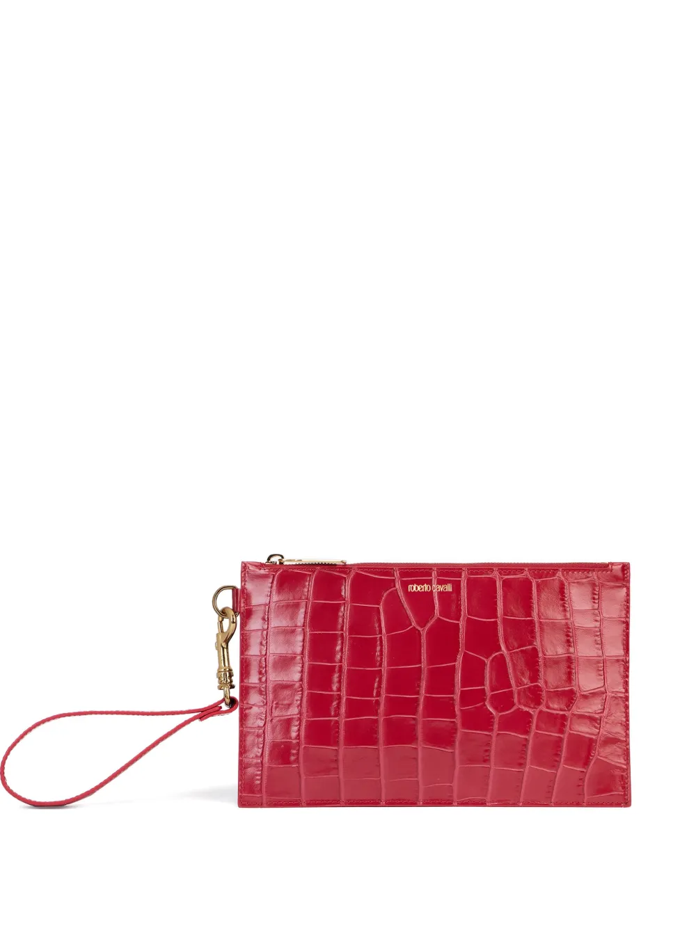 Roberto Cavalli croc-effect wristlet clutch bag - Rosso