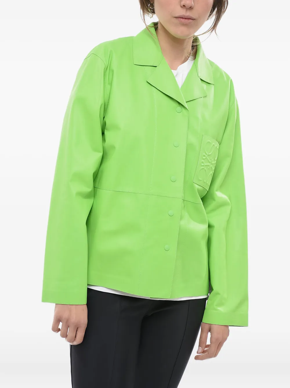 LOEWE Camicia in pelle con logo goffrato - Verde