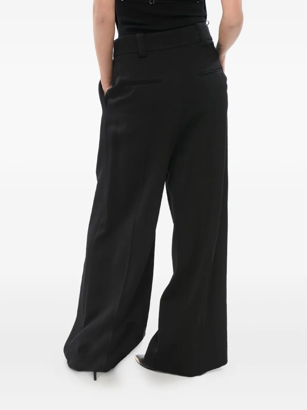 KHAITE pleated palazzo trousers Zwart