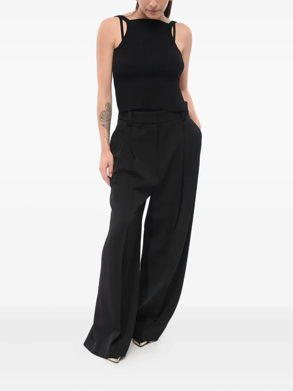 KHAITE pleated palazzo trousers - Zwart